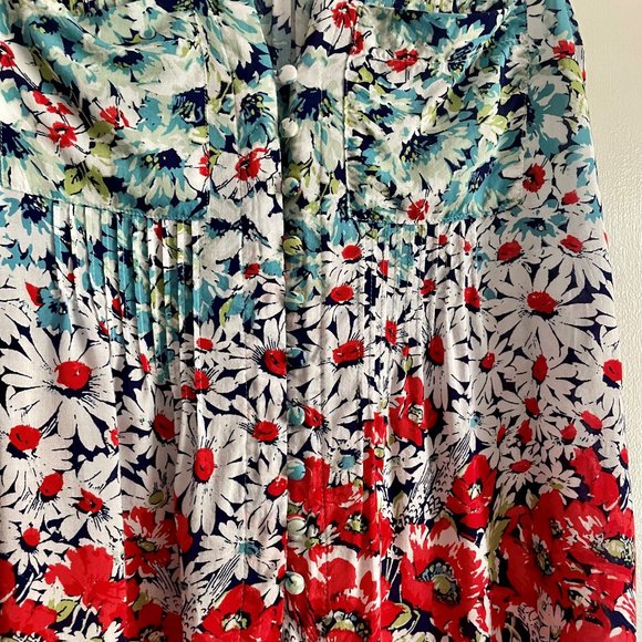 Anthropologie Conversations 6 of 52 Floral Daisies Blouse XSP Sleeveless Button - Picture 4 of 15